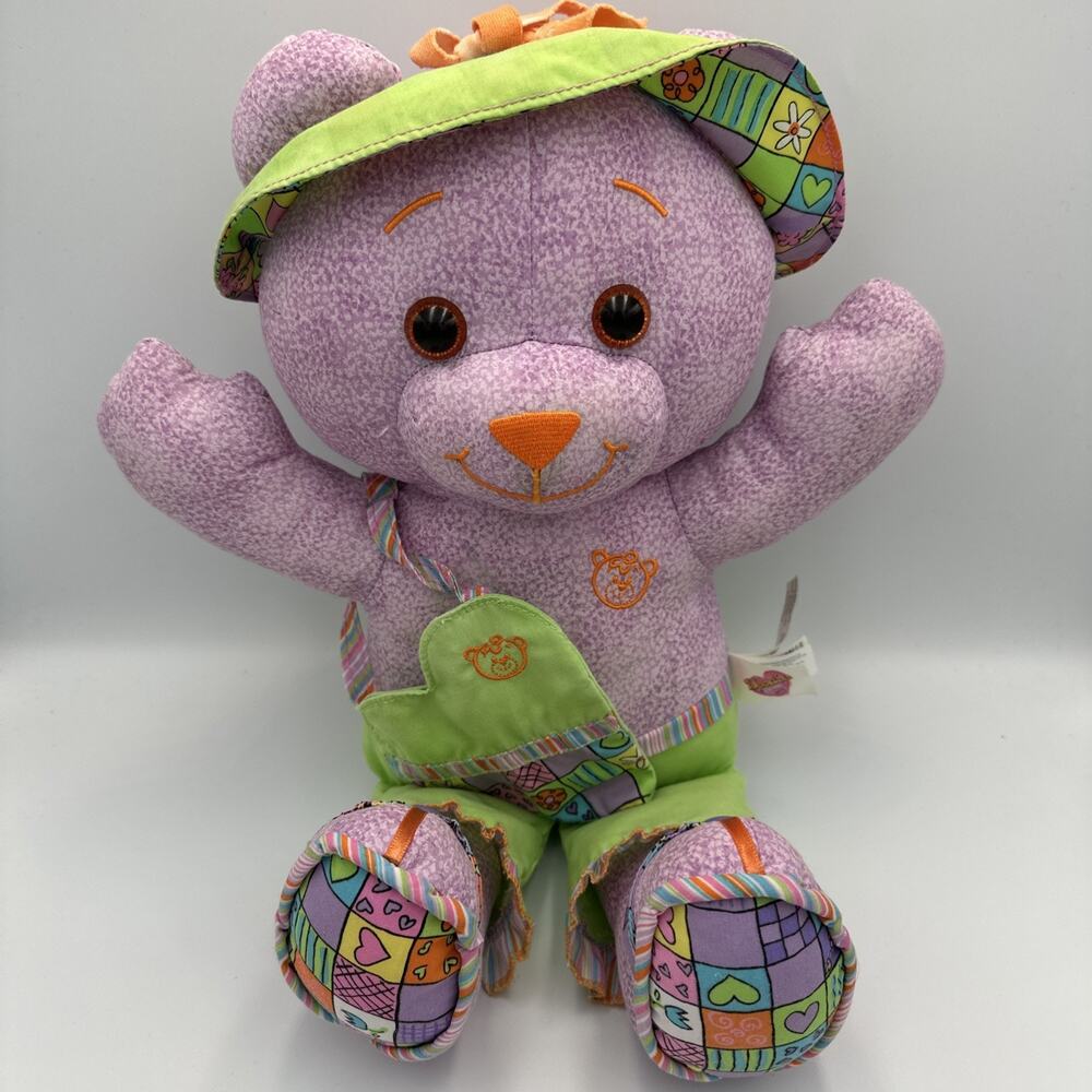 Vintage Y2K DOODLE BEAR Stuffed Animal Plush Toy Washable‎ Purple JAKKS 2004